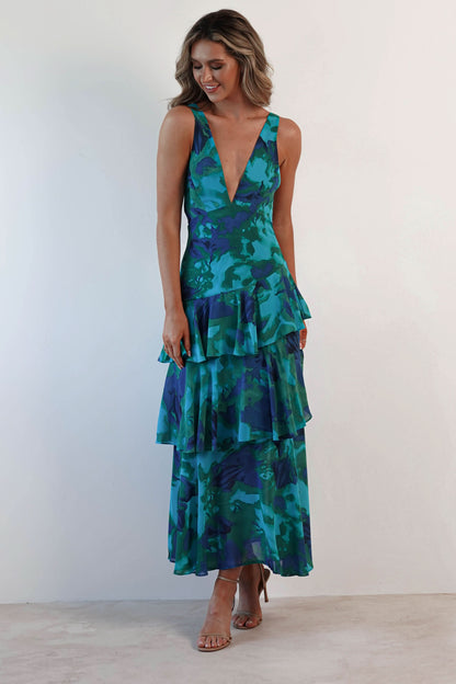 Eva Tiered Ruffle Flowy Midi Dress