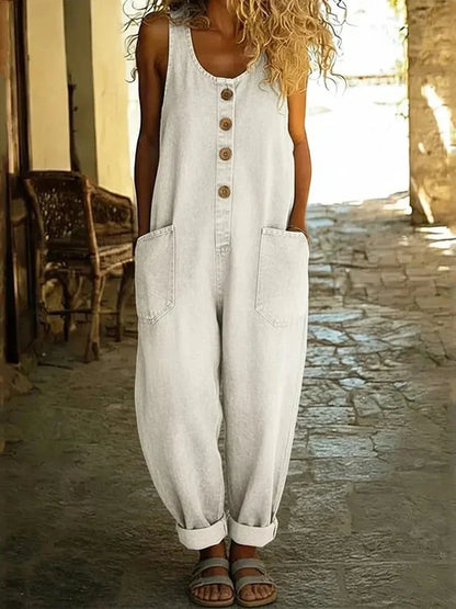 Sylvie | Vintage Washed Cotton Denim Overalls