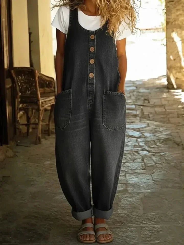 Sylvie | Vintage Washed Cotton Denim Overalls