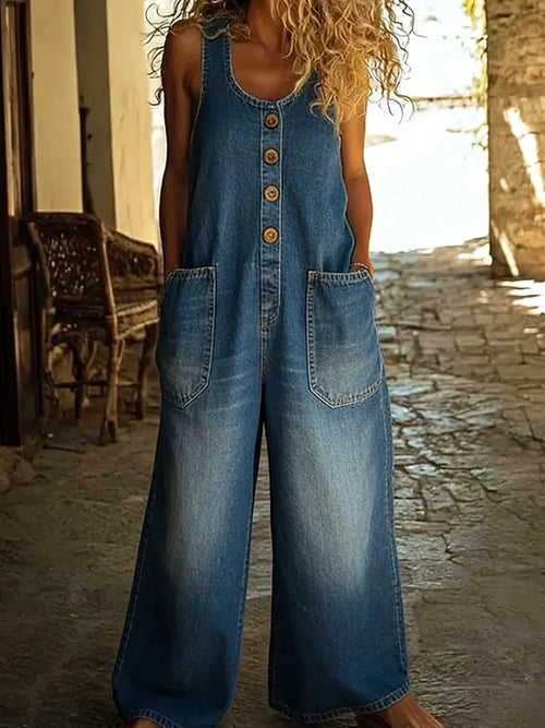 Sylvie | Vintage Washed Cotton Denim Overalls