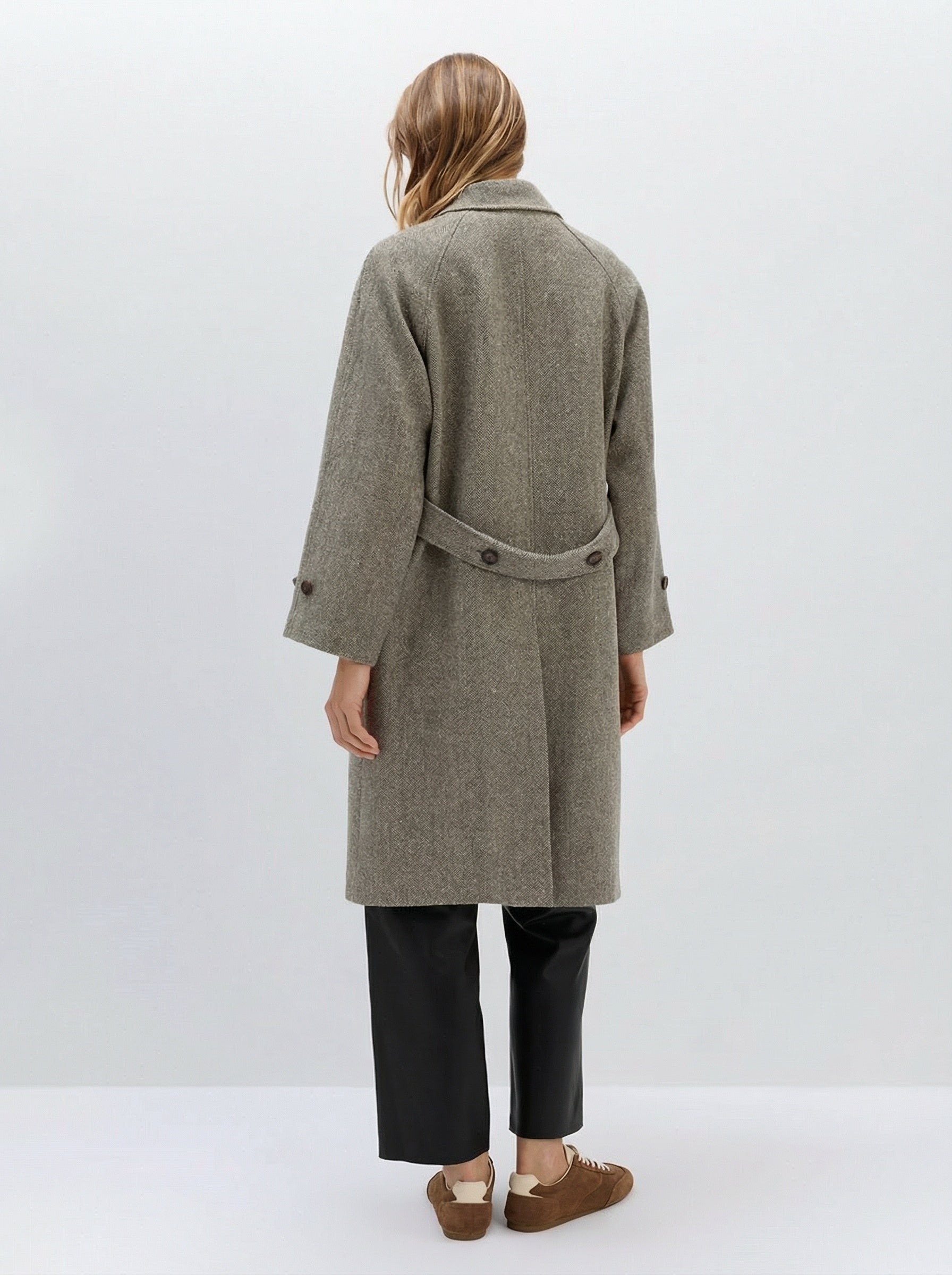 Rosalie Herringbone Double-Breasted Coat